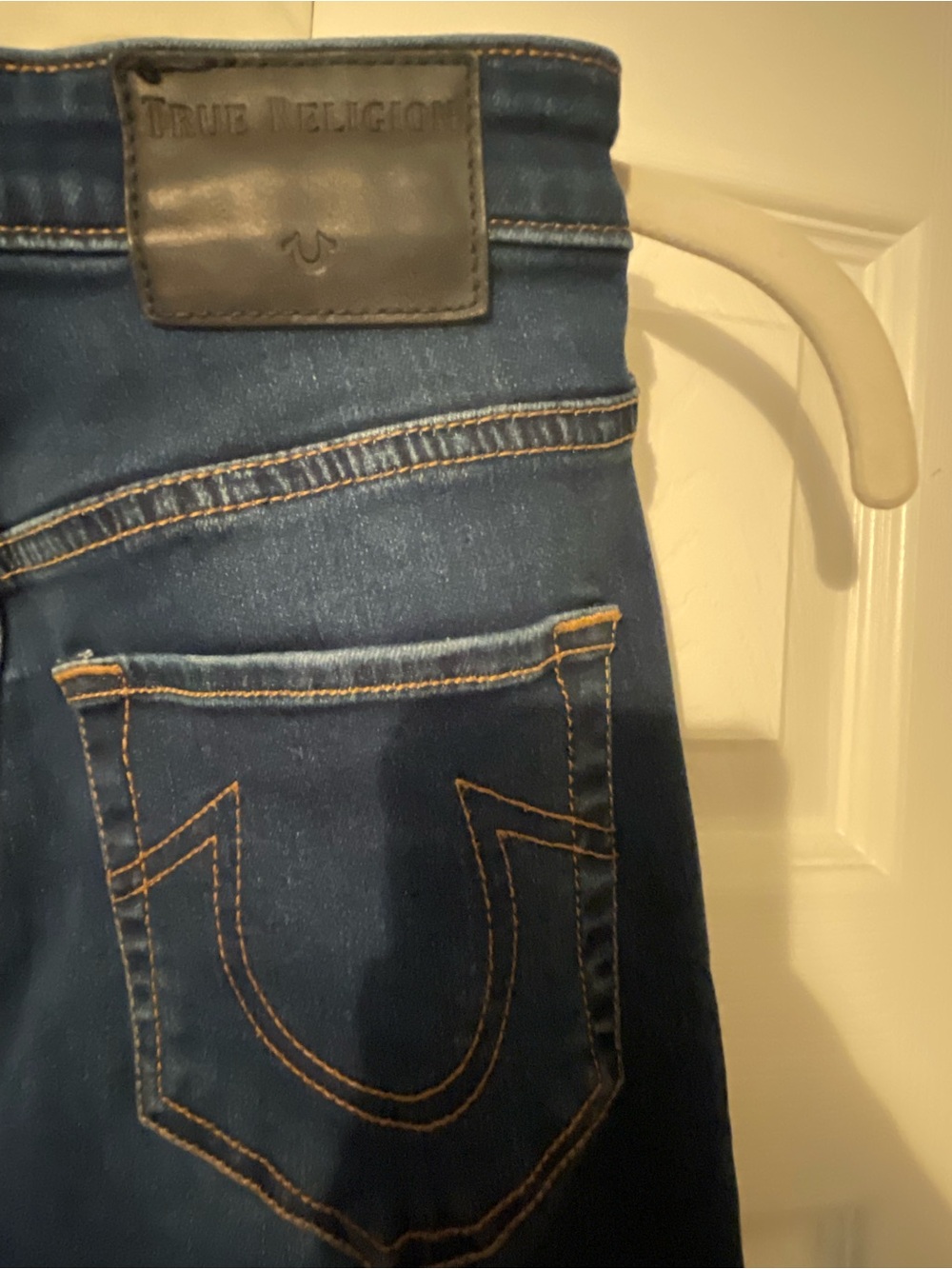 True Religion Women's Skinny Jeans in Dark Indigo with Contrast Stitching